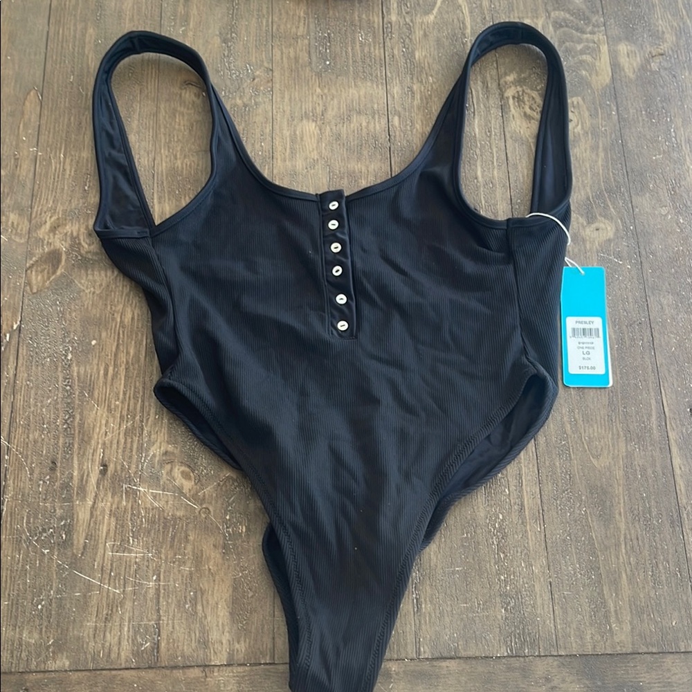 Black Button-Front Swimsuit